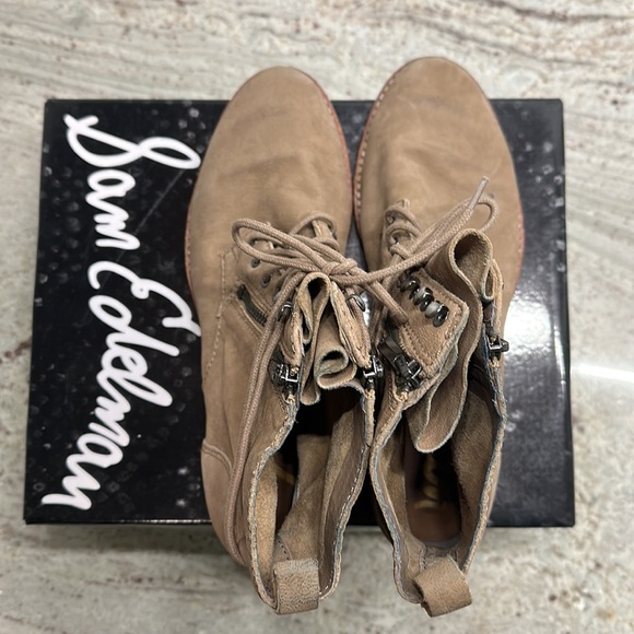 Sam Edelman Mackay Putty Nubuck Slouchy Combat Boots - Picture 7 of 7